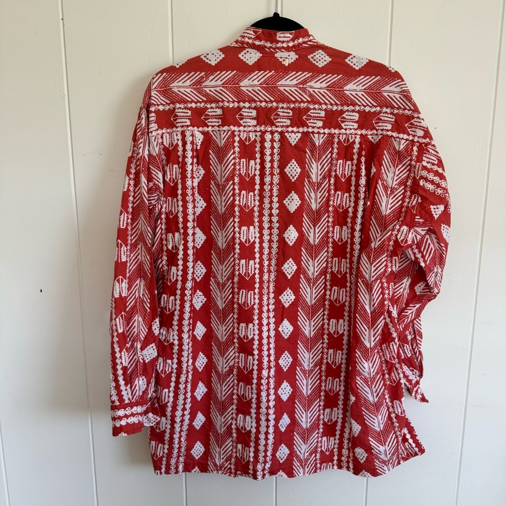 Noa Noa Red Patterned Button Down Blouse Small - image 6